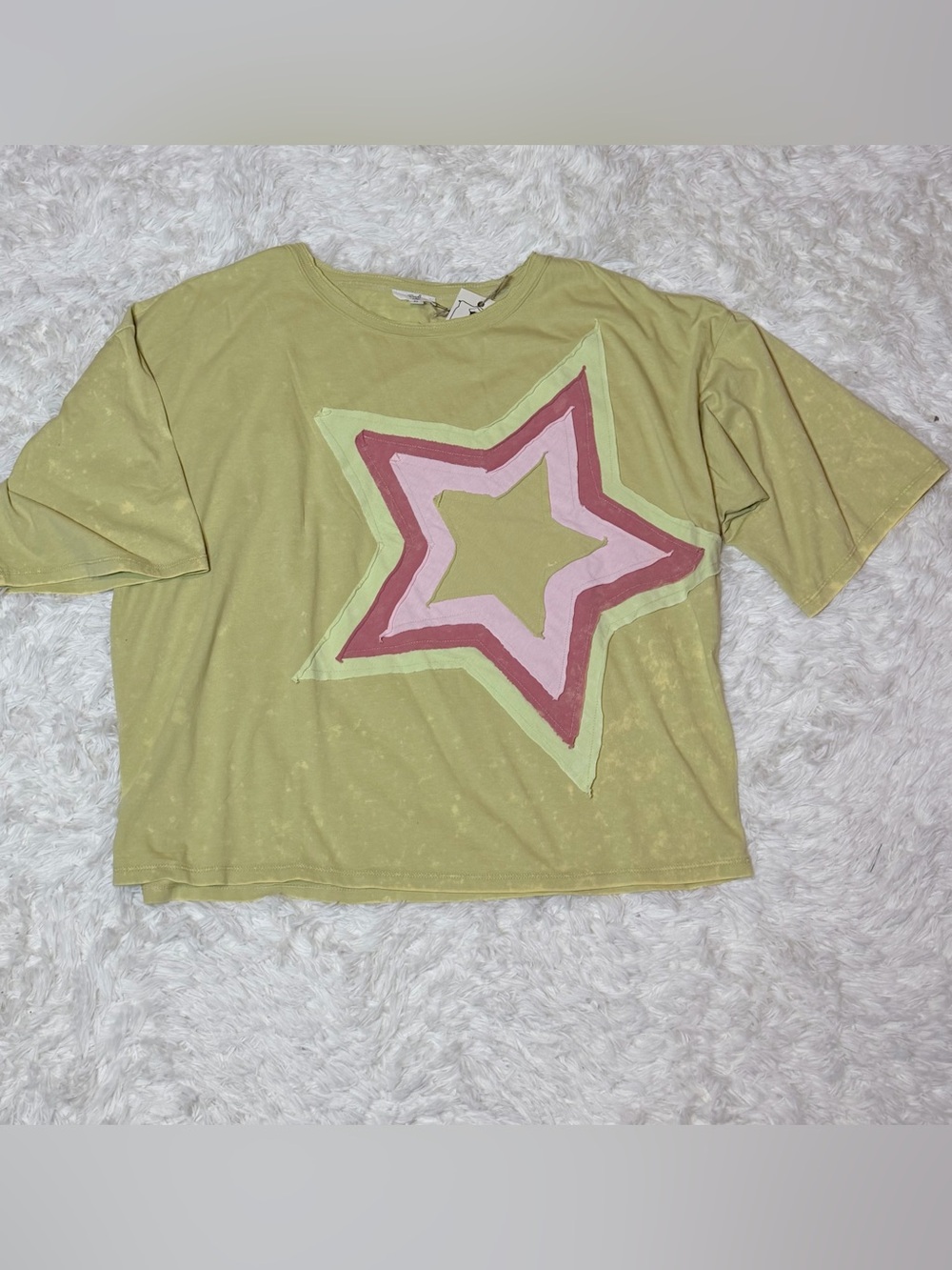 🤑SALE🤑 Easel~ Mineral Washed Short Sleeve Tee with Star Appliqué